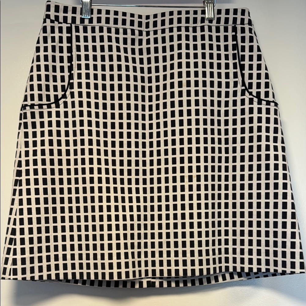Halogen Black and White Knee-Length A-Line Skirt